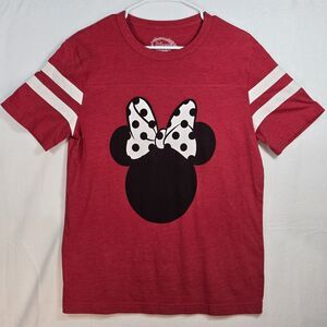 Disney Top Womens Red Minnie Mouse Round Neck Short Sleeve Graphic Size Medium
